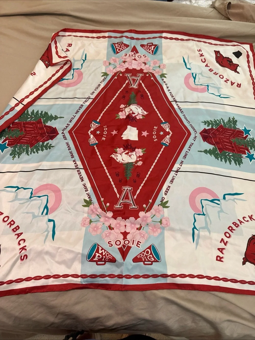 Saturday Silks  Razorbacks Red & White Team Scarf